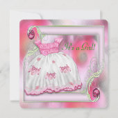 Roze en groen Baby shower Kaart (Voorkant)