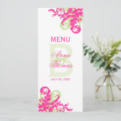 Roze en Groen Bloei Menu Kaart (Staand voorkant)