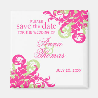 Roze en groen bloeien Save The Date Magnet