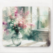 Roze en groen bloemboeket muismat (Voorkant)