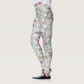 Roze en groen bloemen artistiek ontwerp leggings (Links)
