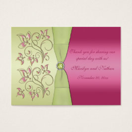 Roze en Groen Bloemen Bruiloft Favor Label Visitekaartjes