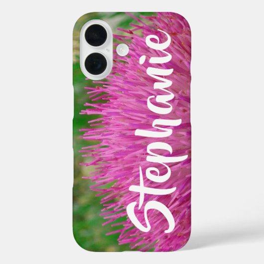 Roze en Groen Bloemen Gepersonaliseerde Naam Case-Mate iPhone Case (Achterkant)
