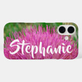 Roze en Groen Bloemen Gepersonaliseerde Naam Case-Mate iPhone Case (Achterkant (horizontaal))