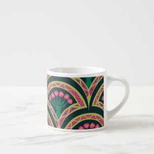 Roze en groen bloemig waaierpatroon espresso kop