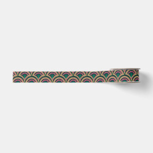 Roze en groen bloemig waaierpatroon grosgrain lint