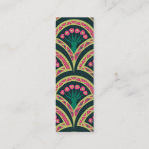 Roze en groen bloemig waaierpatroon mini visitekaartje