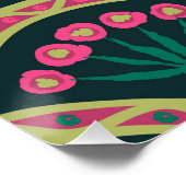 Roze en groen bloemig waaierpatroon perfect poster (Hoek)