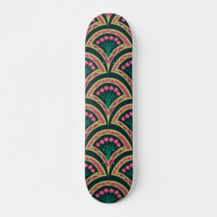 Roze en groen bloemig waaierpatroon persoonlijk skateboard
