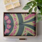 Roze en groen bloemig waaierpatroon tissuepapier (Geschenk)