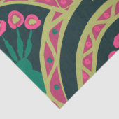 Roze en groen bloemig waaierpatroon tissuepapier (Detail)