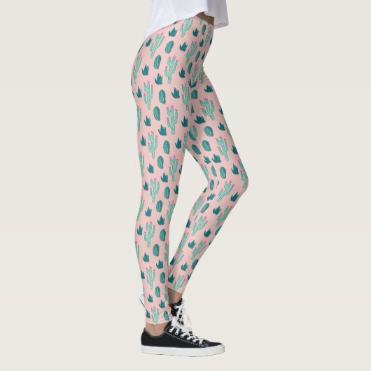 Roze en groen Cactus Patroon Leggings (Rechts)