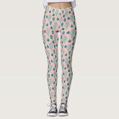 Roze en groen Cactus Patroon Leggings (Voorkant)