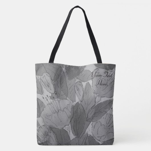 roze en groen contemporeus bloempatroon tote bag (Achterkant)
