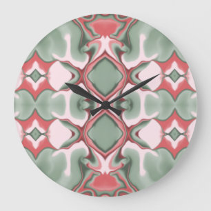 Roze en groen diamant caleidoscooppatroon grote klok