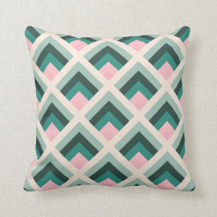 Roze en groen diamantpatroon kussen