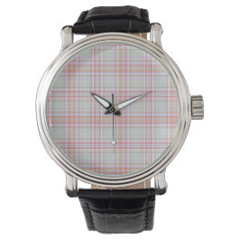 Roze en Groen Elegante Geometrische Klassieke Plai Horloge