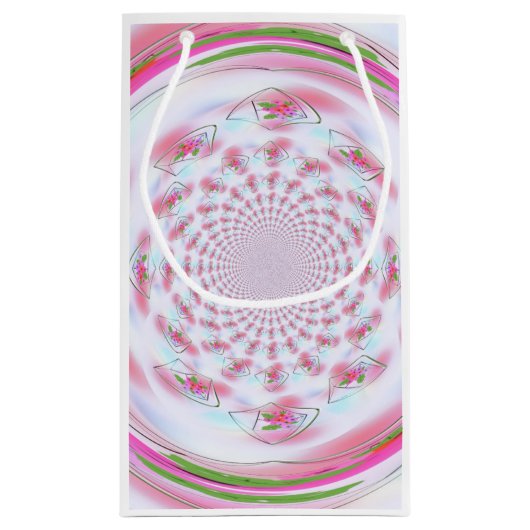  roze en groen fractaal ontwerp klein cadeauzakje (Achterkant)