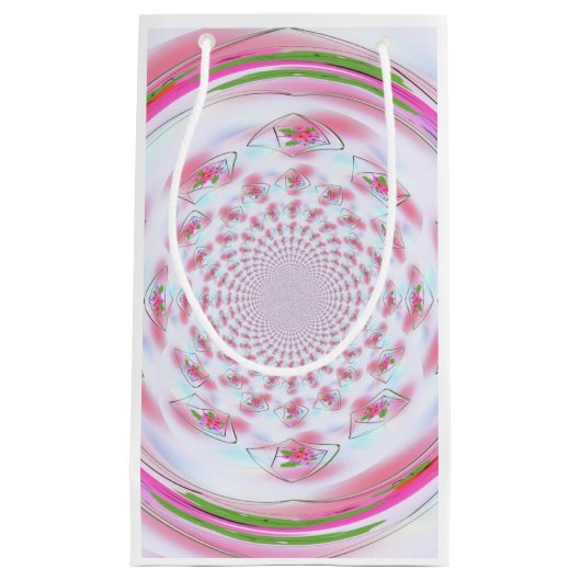  roze en groen fractaal ontwerp klein cadeauzakje (Voorkant)