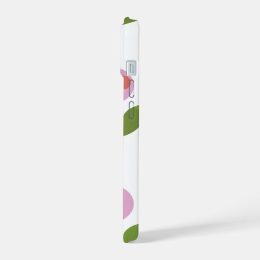 Roze en Groen Geometrisch Bloemen iPhone 15 Case (Linkerkant)