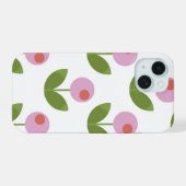 Roze en Groen Geometrisch Bloemen iPhone 15 Case (Achterkant horizontaal)