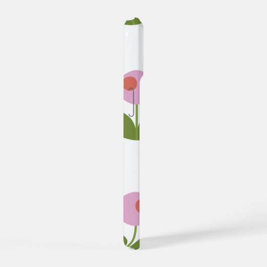 Roze en Groen Geometrisch Bloemen iPhone 15 Case (Rechterkant)