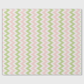 Roze en groen geometrisch chevron-patroon cadeaupapier (Vlak)