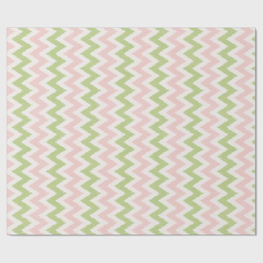 Roze en groen geometrisch chevron-patroon cadeaupapier (Vlak)