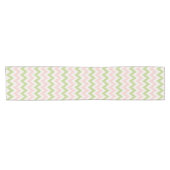 Roze en groen geometrisch chevron-patroon korte tafelloper (Horizontaal)