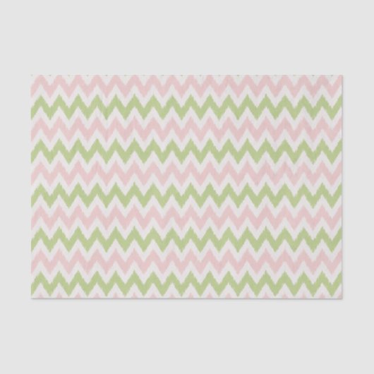 Roze en groen geometrisch chevron-patroon tissuepapier (Voorkant)