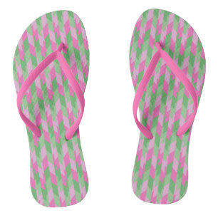 Roze en groen geometrisch patroon 2 teenslippers