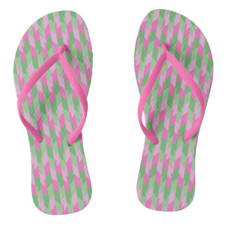 Roze en groen geometrisch patroon 2 teenslippers