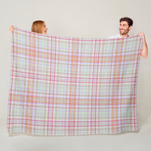 Roze en Groen Geometrisch Plakt Fleece Deken