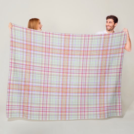 Roze en Groen Geometrisch Plakt Fleece Deken (In situ)