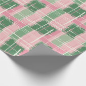 Roze en groen geplakt patroon met een witte streep cadeaupapier (Hoek)