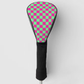 Roze en groen geruit drukwerk golfheadcover (Voorkant)