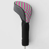 Roze en groen geruit drukwerk golfheadcover (Schuin)