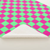 Roze en groen geruit drukwerk sherpa deken (3/4)