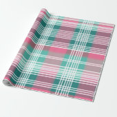 roze en groen geruite cadeaupapier (Uitgerold)