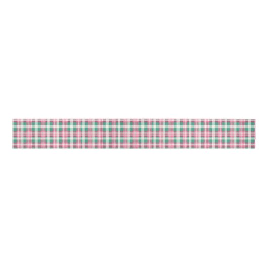 roze en groen geruite geruite motief grosgrain lint (Voorkant)