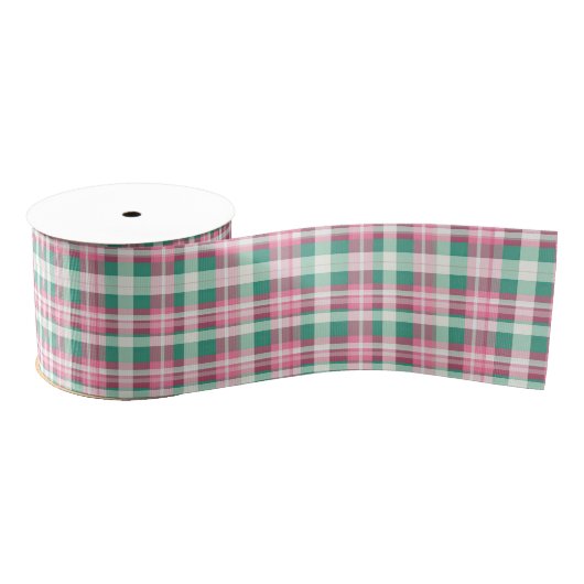 roze en groen geruite geruite motief grosgrain lint (Spoel)
