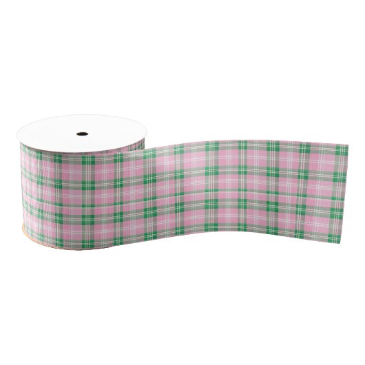roze en groen geruite geruite motief grosgrain lint (Spoel)