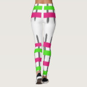 Roze en groen gestreept design leggings (Achterkant)