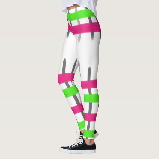 Roze en groen gestreept design leggings (Links)