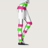 Roze en groen gestreept design leggings (Rechts)