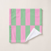 Roze en groen gestreept geometrisch patroon bad handdoek (Wasdoekje)