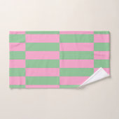 Roze en groen gestreept geometrisch patroon bad handdoek (Handdoek)
