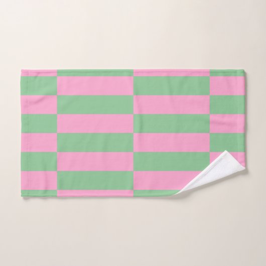 Roze en groen gestreept geometrisch patroon bad handdoek (Handdoek)