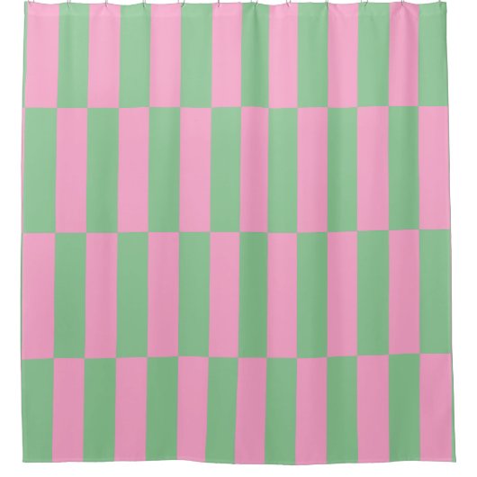 Roze en groen gestreept geometrisch patroon douchegordijn (Voorkant)