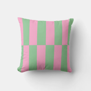 Roze en groen gestreept geometrisch patroon kussen